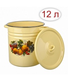 Кастрюля цилиндрическая Стальэмаль 12л  палевая, Йогурт С1624.П*44 (2/уп)Посуда эмалированная оптом Сталь Эмаль. Эмалированные кастрюли оптом.