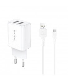 Блок пит USB сетевой SENDEM OG32 Белый TYPE-C (5В, 3400mA, + кабель TYPE-C)