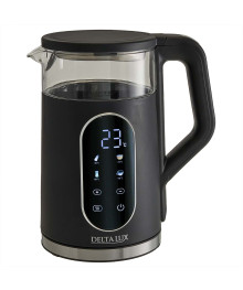 Чайник DELTA LUX DE-1025 корпус из термост. стекла и пластика, LCD дисплей, черный: 2200Вт, 1,7л (6