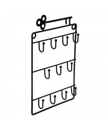 Ключница открытого типа на 11 крючков, 24x16 см, железо, цвет черный