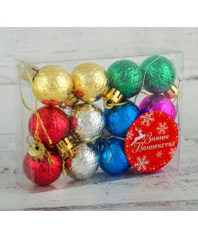 Шары "Сеточка" микс набор 12 шт диам 3см  3505651грушки оптом. Елочные игрушки оптом по низкой цене со склада в Новосибриске. Елочные игрушки оптом.