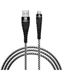 Кабель USB - micro USB ВСЁНАЗИН 1м, 2.4А, Быстрая зарядка QC3.0, тканевая оплётка, черно-белый