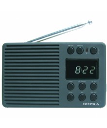 радиопр Supra ST-112 черн/серебр (ЖКИ, 9 диап, AM/УКВ+FM/SW 1-7, часы, буд, 2*R6)
