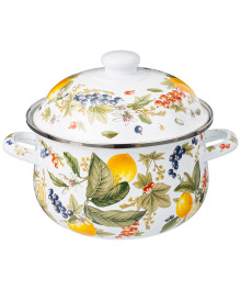 Кастрюля AGNESS Фруктовая  Корзина 2,8 Л 20*12 СМ 934-582 эмалированная с эмаль крышкой