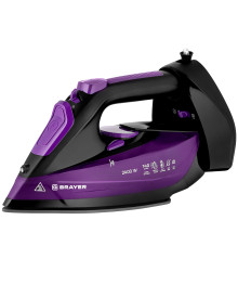 Утюг BRAYER 4016BR, 2400 Вт, керамич, пар 140 г/мин, антикапля, беспровод, 350 мл, верт отпарив.