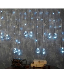 Эл.гирл. "Бахрома" 2.4 х 0.7 м с насадками "Шарики", IP20, прозр нить, 108 LED, свечение тёплое белке. Доставка Барнаул, Кемерово, Томск, Новокузнецк, Горно-Алтайск, Междуреченск, Ленинск-Кузнецкий.