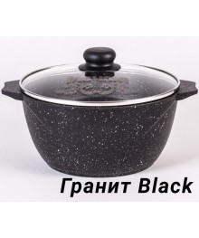 Мечта Кастрюля литая 4л АП Гранит Black со стекл крышкой арт 44802 (5) доставкой - Новосибирск, Новокузнецк, Горно-Алтайск. Низкие цены, большой ассортимент посуды оптом