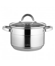 LARA LR02-402 Кастрюля AURORA 12.5x20см, 3.8л, стал.ручки, капсулир индукц дно, крышка доставкой - Новосибирск, Новокузнецк, Горно-Алтайск. Низкие цены, большой ассортимент посуды оптом
