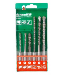 Буров набор Hammer Flex 201-902 DR  SDS+ набор No2 5/6/8 X 110, 6/8/10 X 160, 6шт.м, буры, метчики оптом, сверлильные коронки и др оптом со склада в Новосибирске.Доставка в регионы.