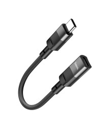 Адаптер HOCO U107 Lightning на Type-C (F), 0,1 метра, нейлон, черный (37/370)