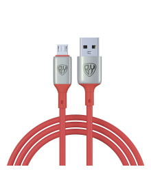 Кабель USB - micro USB BY 1м, Быстрая зарядка QC3.0, штекер металл, красный