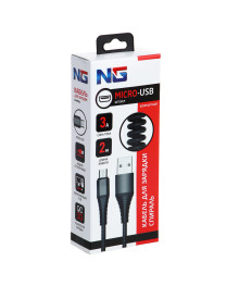 Кабель USB - micro USB NG Спираль, 2 м, 3А, быстрая зарядка QC3.0, 3 цвета