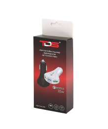 Переходник авто прикуривателя TDS TS-CAU34 Чёрный (2 гнезда USB, QC3.0,3500mA) с доставкой по Дальнему Востоку. Большой каталог авторазветвителей оптом со склада в Новосибирске.