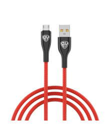 Кабель USB - micro USB BY Smart, 1м, 3A, Быстрая зарядка QC 3.0, тканевая оплетка, красный