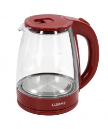 Чайник LUMME LU-160 бордовый гранат стеклян корпус (1800 Вт, 2л) 6/упирске. Отгрузка в Саха-якутия, Якутск, Кызыл, Улан-Уде, Иркутск, Владивосток, Комсомольск-на-Амуре.