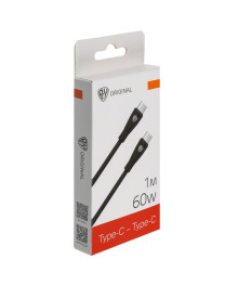 Кабель Type-С - Type-C BY Nylon Pro, 60Вт, 1 м, 5A, нейлон, черный