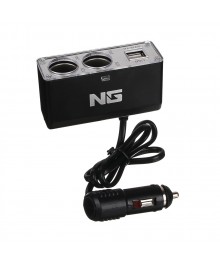 Разветвитель авто прикуривателя на 2 гнезда, + 2хUSB, 60 W, 2.1А, 12/24В,  пластик с доставкой по Дальнему Востоку. Большой каталог авторазветвителей оптом со склада в Новосибирске.