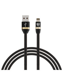 Кабель USB - 8pin BY Элегант iP, 1м, 2.4А, тканевая оплётка, черный