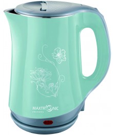 Чайник MAXTRONIC MAX-108 мятный+серый (2,3л, двойн стенки, диск 1,8кВт) 16/упибирске. Чайник двухслойный оптом - Василиса,  Delta, Казбек, Galaxy, Supra, Irit, Магнит. Доставка