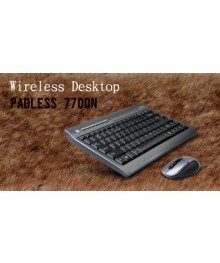 Комплект Беспроводной (клавиатура+мышь), A4TECH 7700N, USB (серый), 2.4G наноприемник, мини