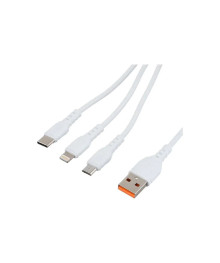 Кабель USB - 3в1 GoPower GP05-3-1 USB (m)-2хType-C/Lightning/microUSB (m) 1м белый (1/200/800)