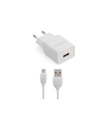 Блок пит USB сетевой  BOROFONE BA19A + кабель Micro USB Белый (1USB, 1000mA)