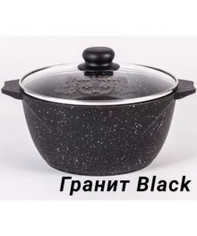 Мечта Кастрюля литая10л АП Гранит Black со стекл крышкой арт 410802 (1) доставкой - Новосибирск, Новокузнецк, Горно-Алтайск. Низкие цены, большой ассортимент посуды оптом