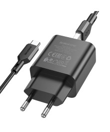Блок пит USB сетевой  BOROFONE BA72A + кабель Micro USB Чёрный (1хUSB, QC3.0, 18W, 3А)