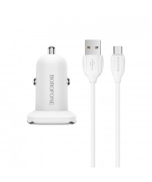 ЗУ в прикуриватель на 1 гнездо USB BOROFONE BZ12A + Micro Белый (QC3.0, 18W) с доставкой по Дальнему Востоку. Большой каталог авторазветвителей оптом со склада в Новосибирске.