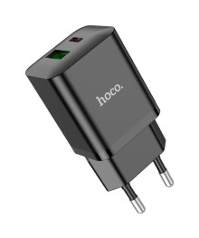 Блок пит USB сетевой  HOCO N28 Founder PD20W+QC3.0 1хUSB-С, 1хUSB-A, 3А, черное (13/130)