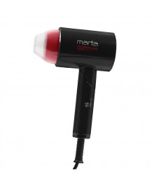 Фен MARTA MT-1261 черный коралл (1800W, ТУРМАЛИН ИОН, 3 реж) 24/уп