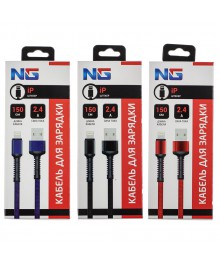Кабель USB - 8pin NG 1.5м, 2.4А, тканевая оплётка, быстрая зарядка, , 3 цветаВостоку. Адаптер Rolsen оптом по низкой цене. Качественные адаптеры оптом со склада в Новосибирске.