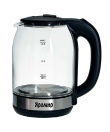 Чайник ЯРОМИР ЯР-1061 корпус из жаропр. стекла, черный: 1500Вт, 1,8л (12)ирске. Отгрузка в Саха-якутия, Якутск, Кызыл, Улан-Уде, Иркутск, Владивосток, Комсомольск-на-Амуре.