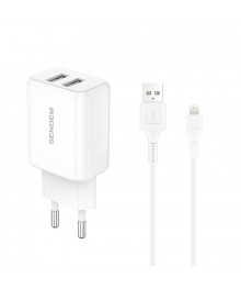 Блок пит USB сетевой SENDEM OG32 Белый + кабель IOS Lighting (5В, 3400mA, 1м)
