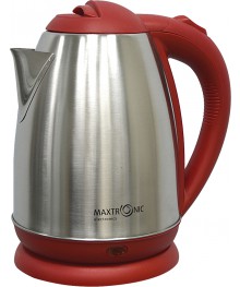 Чайник MAXTRONIC MAX-307 нерж + красн (1,5кВт, 1,8л, мет корпус, скрытый нагр элемент) 12/упсомольск-на-Амуре. Большой каталог металлических чайников Казбек, Василиса, Delta, Galaxy, Irit, М