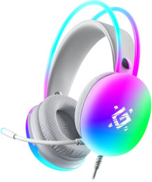 гарнитура Defender Ignis белый, RGB игровая, проводн 2м кабель