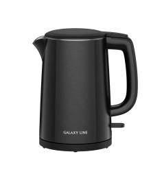 Чайник Galaxy LINE GL 0373, черный, пластик, двойная стенка из нерж. стали AISI 304 и пищев. пласт