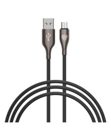 Кабель USB - micro USB BY Керамика, 1м, 3А, Быстрая зарядка QC3.0, тканевая оплётка, черный
