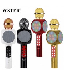 Мини колонки  Микрофон+светомузыка+Bluetooth+USB+радио+аккумулятор WSTER WS-1816 МЯТАЯ УПАК