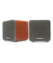 Колонки SmartBuy CUBES  Акустическая система 2.0  супер звук, дерево, 6Вт, коричневая (SBA-4700)