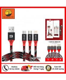 Кабель USB - 3в1 BYZ BL-675 AM-8pin (Lightning)/microBM/Type-C  1.2 метра, 2.1A, нейлон, чёрно-краВостоку. Адаптер Rolsen оптом по низкой цене. Качественные адаптеры оптом со склада в Новосибирске.