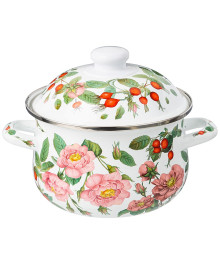 Кастрюля AGNESS Шиповник 2,0 Л 18*11 СМ 934-571 эмалированная с эмаль крышкой