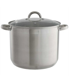 WEВBER Кастрюля BE-364/2  15л, нерж сталь со стеклянной крышкой,  28*23см