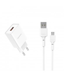 Блок пит USB сетевой SENDEM OG02 Белый + кабель micro USB (5В, 3100mA, 1м)USB Блоки питания, зарядки оптом с доставкой по России.