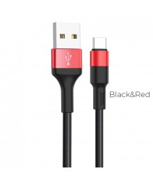 Кабель USB - TYPE C  HOCO X26 Чёрный/Красный, нейлон, (2A , 1м)
