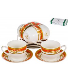 ЭСТЕЛЛА, набор кофейный (12) 6чашек 120мл+6блюдец, NEW BONE CHINA, цвет дизайн с золотом 123-16027Чайные наборы оптом с доставкой по России. Купить оптом чайные приборы оптом  с доставкой.