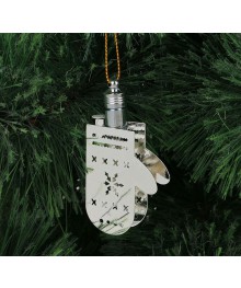 Подвеска световая "Варежка серебряная" (батарейки в комплекте), 7,5 см, 1 LED, RGB  (2327161)грушки оптом. Елочные игрушки оптом по низкой цене со склада в Новосибриске. Елочные игрушки оптом.