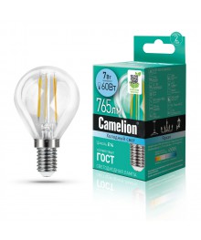 Эл. лампа светодиодная Camelion LED-G45- 7W-FL-/845/E14(Шар 7Вт 220В, аналог 60Вт) уп.1/10/100нецк, Ленинск-Кузнецк, Барнаул, Горно-Алтайск, Бийск и др. Большой каталог светодиодных ламп оптом.