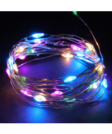 Эл.гирл.  СНОУ БУМ нить росы 3м, 30LED, мульти, пост.свечение, провол. серебр. цвет, 2xCR2032ке. Доставка Барнаул, Кемерово, Томск, Новокузнецк, Горно-Алтайск, Междуреченск, Ленинск-Кузнецкий.