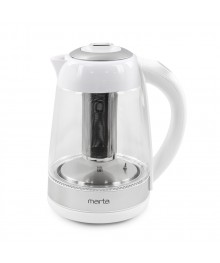 Чайник MARTA MT-4607 стекло, белый (2200W, 1,8л, сенсорн, стал фильтр для завар, поддержка темпер)